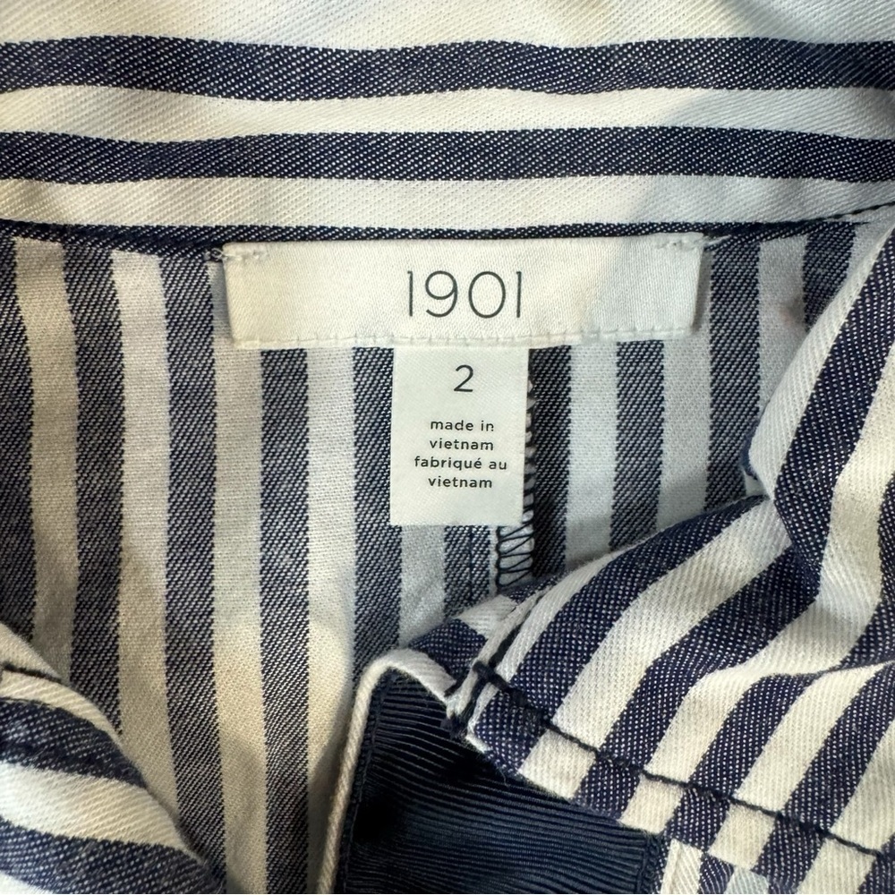 1901 Blue White Striped Cotton Yacht Boating Golf Club Dress Womens Size 2 - Picture 2 of 7